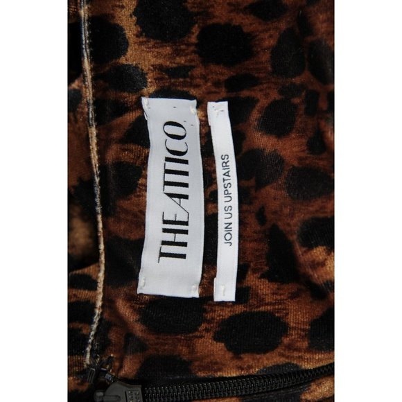 The Attico Womens Leopard Print Top Size 40 Brown Tan Bow Balloon Ruffle Sleeve - Picture 9 of 16